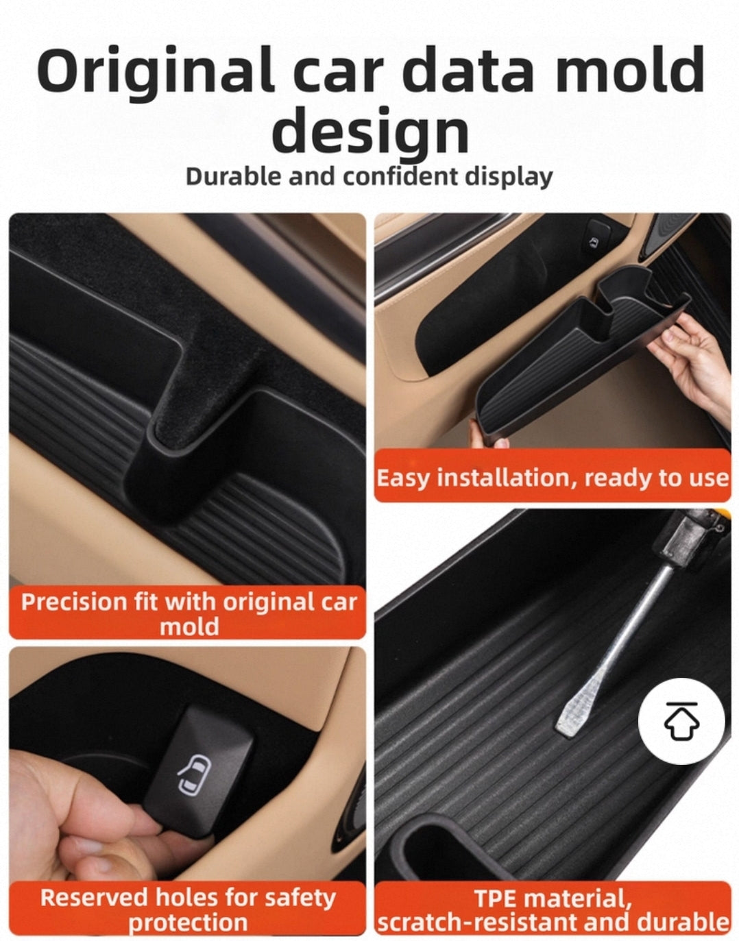 Leopard 8 Car Door Storage Box Mat Tpe Door Slot Storage Protection Mat Silicone